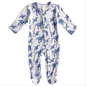 NWT Kate Quinn Purple Dinosaur Zipper Ruffle Footy NB